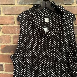 Reina Lee | Polka Dot Wired Cowl Collar Sleeveless Crinkle Top 2X -54 Chest -22L